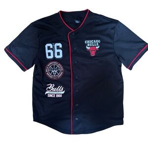 Chicago Bulls Black Button-Up Jersey